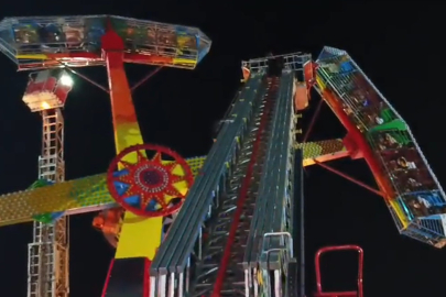 Lunaparkta panik: Bir saat havada asılı kaldılar