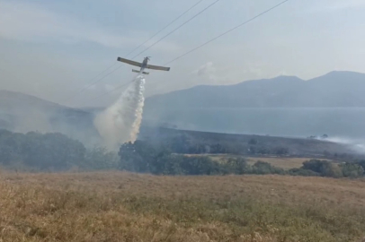 Paşalimanı Adası’nda yangın...Karadan ve havadan müdahale sürüyor