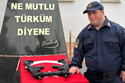 Down sendromlu İslam Mevlüt'ün jandarma hayali gerçek oldu